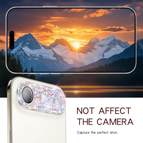 Bling Diamond Camera Lens Protector Compatible with iPhone 17 Air, Metal Glitter Gem Camera Cover,9H Tempered Glass lens full Screen Sparkle Rhinestone Protector - size: for iPhone 17 Air