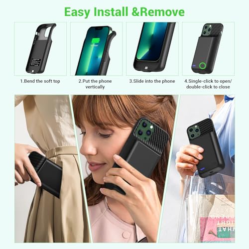 13800mAh High Capacity Battery Case for iPhone 14, for iPhone 13, 13 Pro (6.1 inch), 2026 Upgraded Battery Pack Rechargeable Charger External Charging Case w/Tempered Glass Screen Protector Black - size: iPhone 14,13,13 Pro