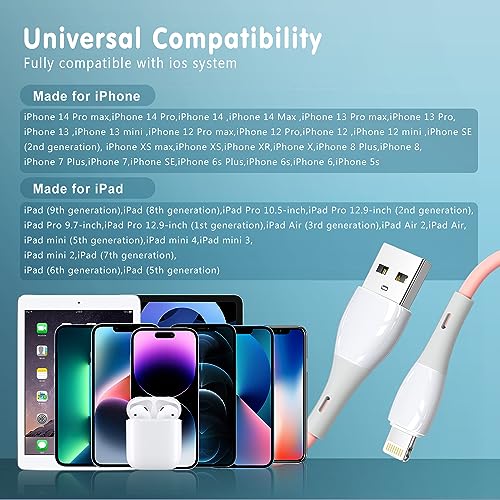 DFLASHS MFi Certified iPhone Charger Cable 3-Pack iPhone Cable 3FT Lightning Cable for iPhone14/13/12/11 Pro Max/Mini/XS MAX/XR/XS/X/8/7/Plus/6 iPad and More 3FT