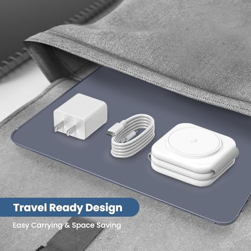 Travel Charger for Multiple Devices: 15W 3-in-1 Foldable Magnetic Wireless Charging Station for MagSafe-Compatible iPhone 17 17e 16 15 14 13 12 Pro Max, Watch & AirPods-Sleek Portable Design, White