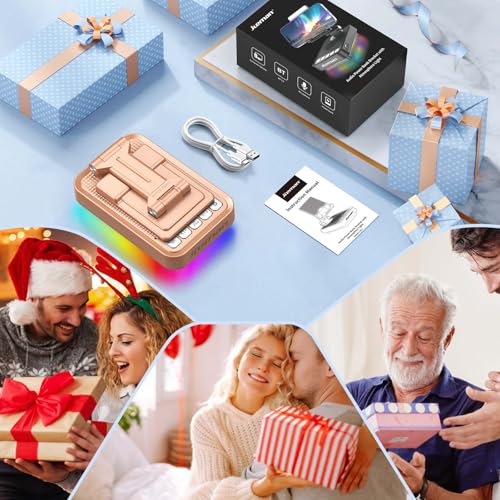 JTEMAN Gifts for Men Women Phone Stand Bluetooth Speaker with Light and Charging Function, 360 Rotating Phone Holder Cool Tech Mom Dad Gifts Husband Unique Birthday Gift Ideas - Rose Gold - color: Rose Gold