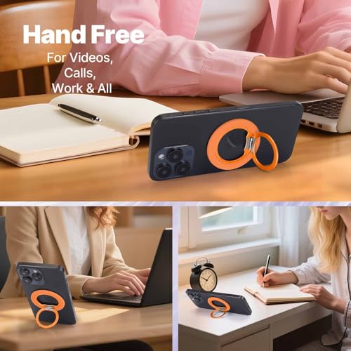 Jsoerpay Ultra-Thin Magnetic Phone Grip for MagSafe, Orange - color: Orange