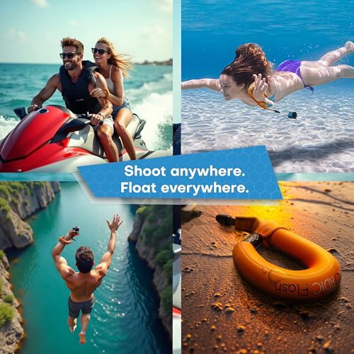 Waterproof Phone & Camera Float Wrist Strap for Underwater | Waterproof Float Strap Compatible with GoPro Hero 13, Insta360 X4, DJI Action 5 Pro, iPhone, OM System TG-7 & Kodak WPZ2 - color: Orange Pop