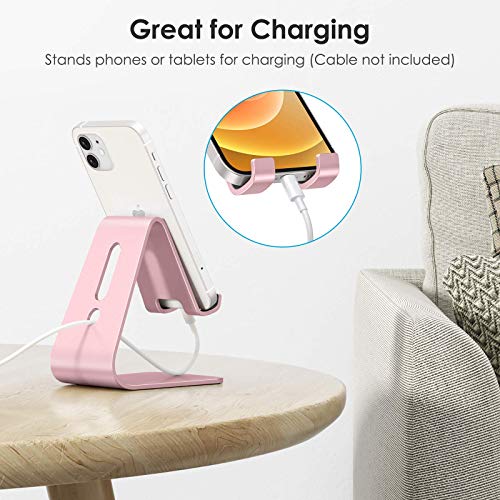 OMOTON C1 Upgraded Aluminum Cell Phone Stand for Desk, Durable Phone Dock - color: Rose Gold