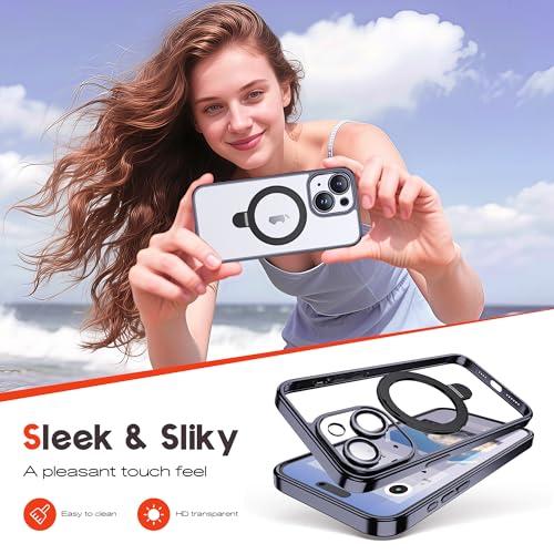 for Plating iPhone 15 Case with Magnetic Stand,Black - color: Black, size: iPhone 15