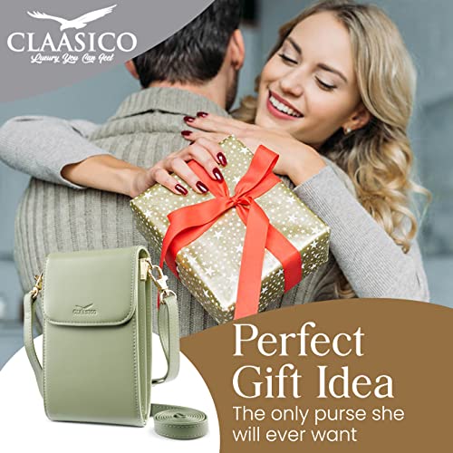 Classico Small Crossbody Phone Purse for Women - Crossbody Bag Wallet for Phone, Cards, Accessories - color: Olive