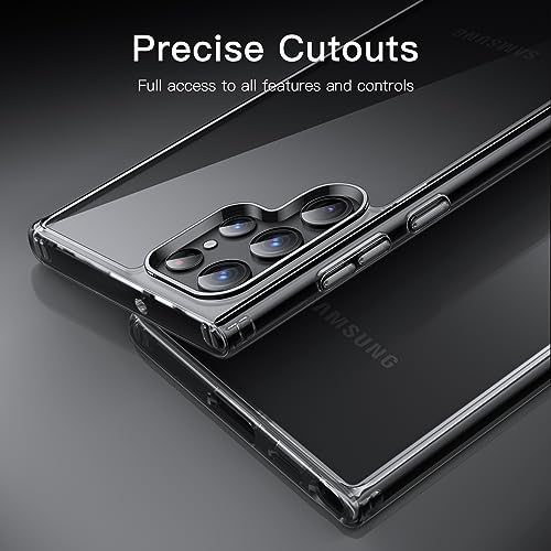 JETech Case for Samsung Galaxy S22 Ultra, Anti-Yellowing, Black | Shockproof Protection, Scratch Resistant Hard PC Back, Durable Transparent TPU Bumper - color: Black