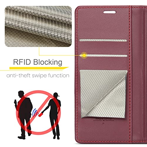FLIPALM Wallet Case for Samsung Galaxy S20 FE 5G, Rose Red | Card Holder, RFID Blocking, PU Leather Folio Flip, Kickstand, Protective Shockproof Cover - color: Rose Red
