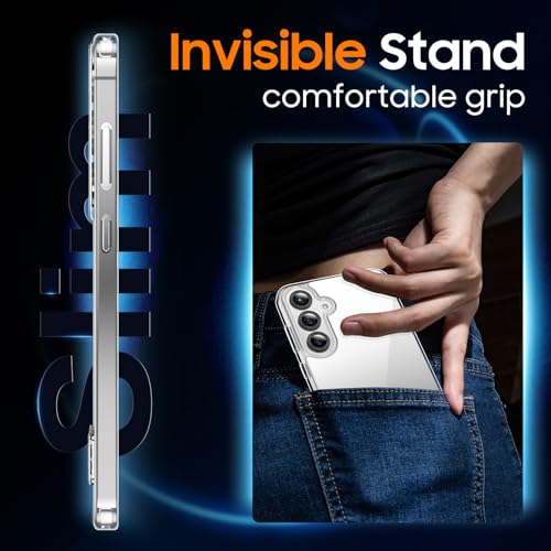 Designed for Samsung Galaxy S25 Case, Built in Hidden Kickstand Military Grade Drop Protection Never Yellowing Slim Thin Phone Case for Galaxy S25 Case 6.2"- Crystal Clear - color: Clear