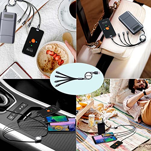 4 in 1 Multi Charging Cable, Retractable Multi Fast Charger Cable - size: 4 IN 1:2PACK