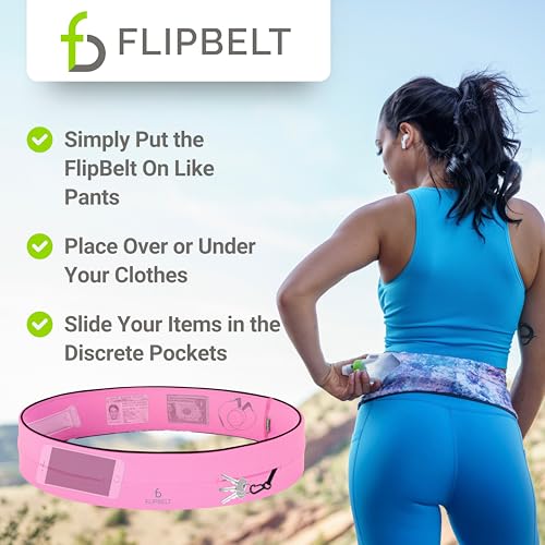 FlipBelt Classic Running Belt, Phone Holder for Running, Money Belt Pouch - color: Girly Pop Pink, size: Small