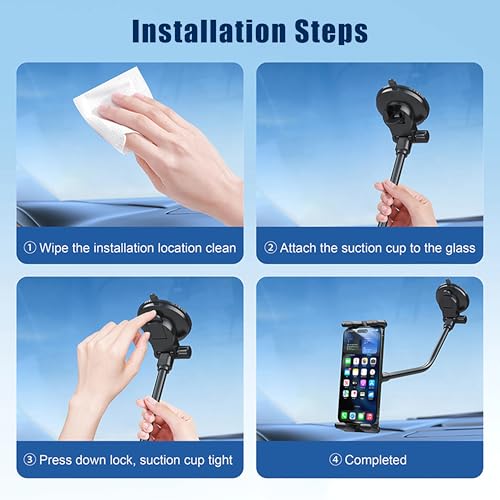 Tablet Holder Mount for Car Truck Dashboard Windshield, Black