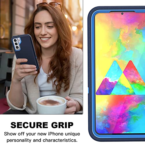AICase Belt-Clip Holster Case for Galaxy S22 with Screen Protector, Heavy Duty Drop Protection Full Body Rugged Shockproof/DustProof Military Grade Tough Durable Cover for Samsung Galaxy S22 - color: Navy with Belt Clip