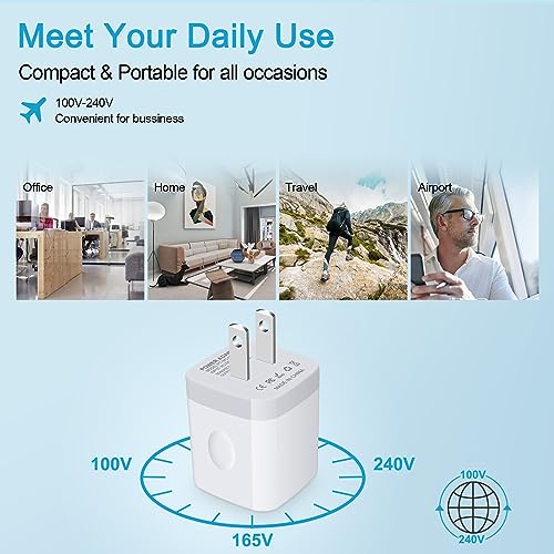 USB Wall Charger,Charging Block,5Pack 2.1A Quick Dual Port Plug Charger Box - color: White