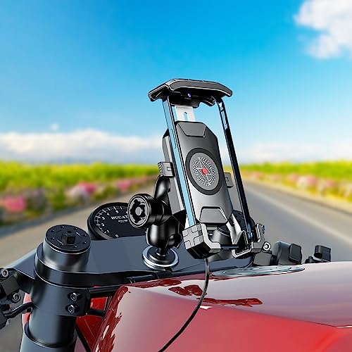 iMESTOU Motorcycle Fork Stem Phone Mount Wireless/USB C Charger - style: Wireless & USB C Charge- Fork Stem Style