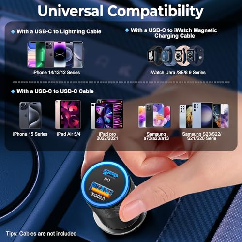 6 Pack USB C Car Charger, Ancekoy 38W USB-C + USB-A Car Charger Adapter - color: Black, size: 6-Pack
