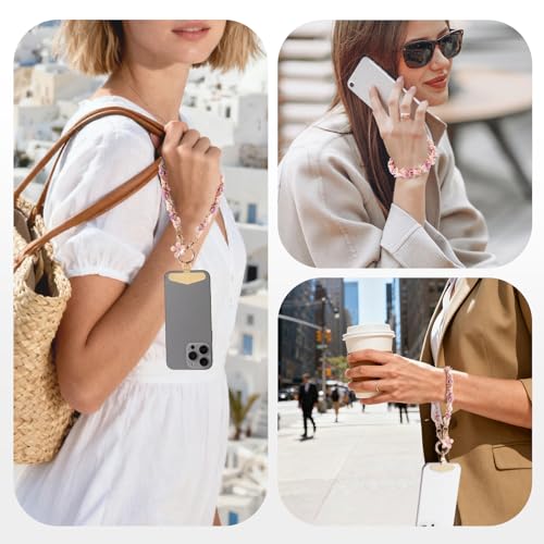 Long Pond Designer Cell Phone Wrist Strap, Anti-Lost Lanyard Wristlet Charm for iPhone 17 Pro Max&Most Cellphones, Detachable Bracelet - style: Velvet Pink
