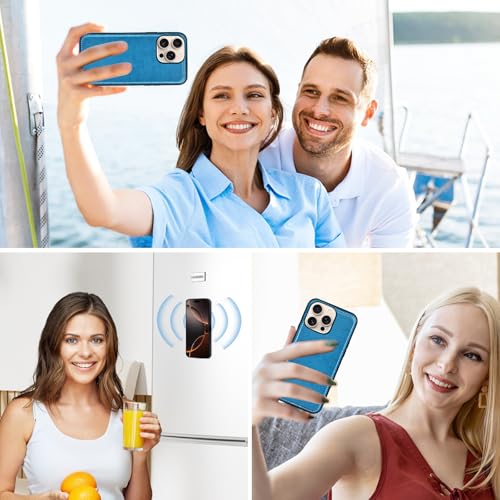 Asuwish Phone Case for iPhone 16 Pro 6.3 inch Zipper Wallet Magnetic Detachable Cell Cover with Tempered Glass Screen Protector Crossbody Strap Flower Card Holder i Phone16 i16 16Pro Women Girls Blue - color: Blue