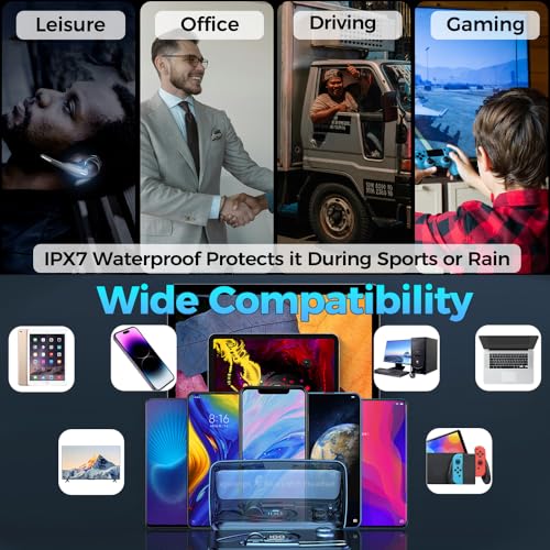 AI Bluetooth Headset Wireless Bluetooth Headphone Earphone Earpiece with Translation, Noise Cancelling, Last 72H, Single-Ear Earbuds with Microphone, for Phone/PC/Laptop, Daily/Office/Trucker