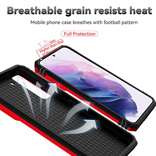 for Samsung Galaxy S22 Case with Camera Lens Cover HD Screen Protector, Dual Layer Military-Grade Drop Tested Magnetic Ring Holder Kickstand Protective Phone Case for Samsung Galaxy S22 5G (Red) - color: Red with camera cover Military-Grade 2nd gen