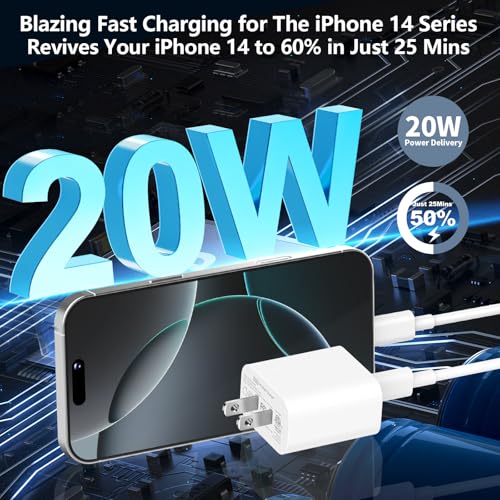 Apple MFi Certified iPhone Charger Fast Charging, 4Pack 20W USB C Charger - color: Pearl White
