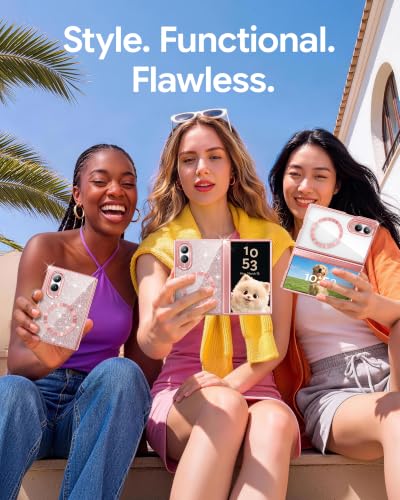 Meifigno for Samsung Galaxy Z Fold 8 Case Compatible with MagSafe,Rose Gold | Raised Camera Protection, Rugged Hinge Protection, Metallic Glossy Plated Edge & Crystal Clear Back, Detachable Glitter Card - color: Rose Gold, size: Z Fold 8