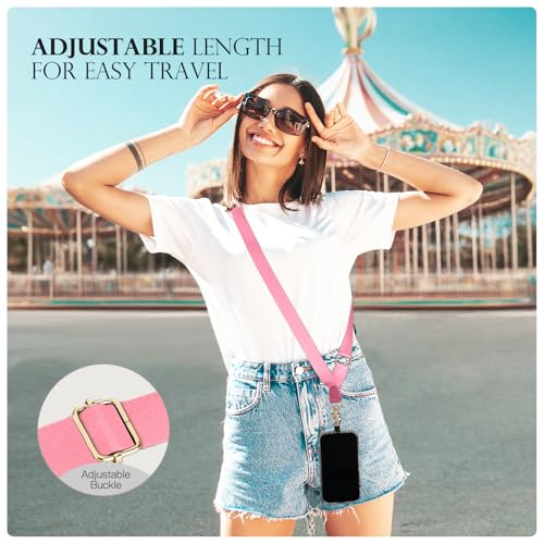 TiMOVO Phone Lanyard Crossbody Wrist Strap, Adjustable Anti-Theft Strap for Smartphone Case - color: Pink