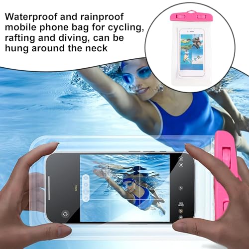 Waterproof Phone Pouch | Cycling Smartphone Bag - Transparent Touchscreen Phone Pouch with Lanyard for Swimming Rafting Boating Snorkeling Beach Kayaking Fishing Cycling - color: Pink