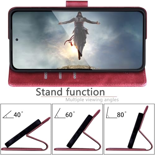 SUANPOT Compatible with Samsung Galaxy S26 Wallet case with RFID Blocking Credit Card Holder,Flip Book PU Leather Protective Cover Women Men for Samsung S26 Phone case Red - color: Red, size: Samsung Galaxy S26