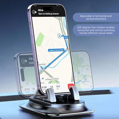 Car Phone Holder 360 Degree Rotation, Non-slip Car Navigation Mount, Car Phone Mount with Double Layer Pad, Universal for Most Cars, SUVs, Trucks (Black) - color: Black #01