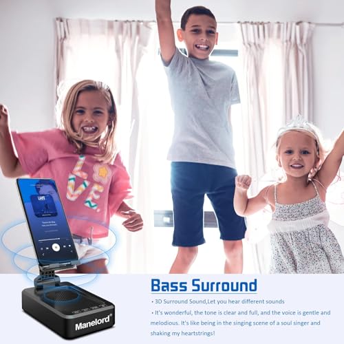 Cell Phone Stand with Wireless Bluetooth Speaker Compatible for iPhone/Samsung/iPad Tablet, Anti-Slip Design Phone Stand with HD Surround Sound for Home,Office,Outdoor etc. - color: Black