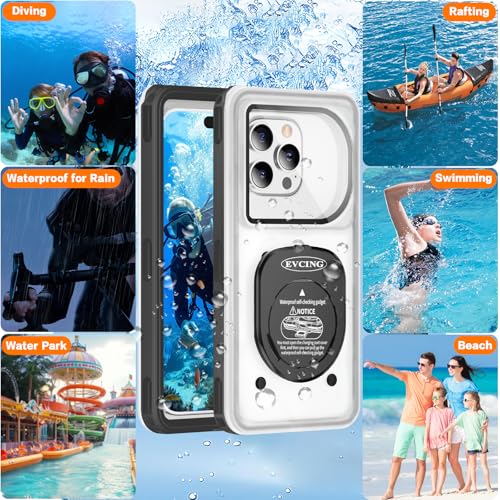 Waterproof Phone Case, Underwater Phone Cases for Snorkeling, IPX8 Diving Case, 360 Full Body Protection for iPhone 16 Pro Max/15/14/Galaxy S24, Up to 6.9 Inch, Beach Cruise Essentials (Black) - color: Black