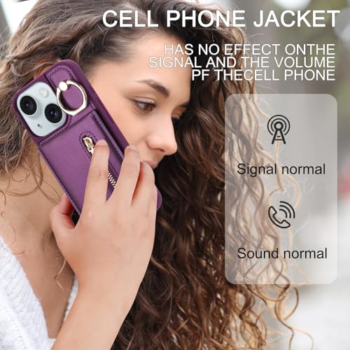 Crossbody Wallet Case for iPhone 11, with Card Slots Zipper Pocket Case, Flip Folio Purse RFID Blocking with Ring Kickstand Detachable Strap-Lavender - color: Lavender, size: iPhone 11(6.1")