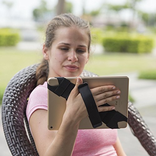 joylink Tablet Hand Strap 10 Inch, Fits Over Protective Case, 360° Swivel Grip, iPad 9th 10th Gen Samsung Galaxy Tab, Artists Reading, Black