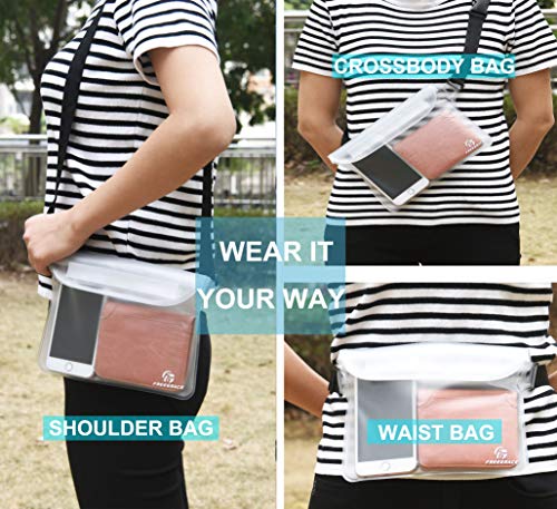 Freegrace Waterproof Pouches with Waist Strap / Pouch Case Bundle Set- Keep Your Phone & Valuables Dry and Safe - Waterproof Dry Bags for Boating Swimming Snorkeling Kayaking Beach Water Parks Pool - color: White + Case