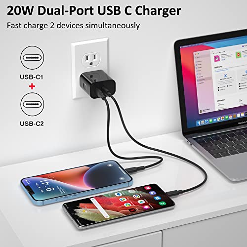 USB C Car Charger to Wall Adapter,40W Dual USB-C iPhone Fast Car Charger