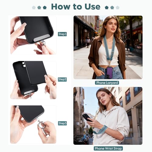 Tiostep Clip and Go Strap for Phone with Wallet Crossbody Phone Lanyard Adjustable and Anti-Theft Leather Purse with RFID Zipper Pouch for Travel Daily Life. Blue - color: Blue