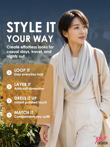 Pop Fashion Solid Color Hidden Zipper Pocket Scarf - Fashion Scarf for Women - All Seasons - color: Heather Grey