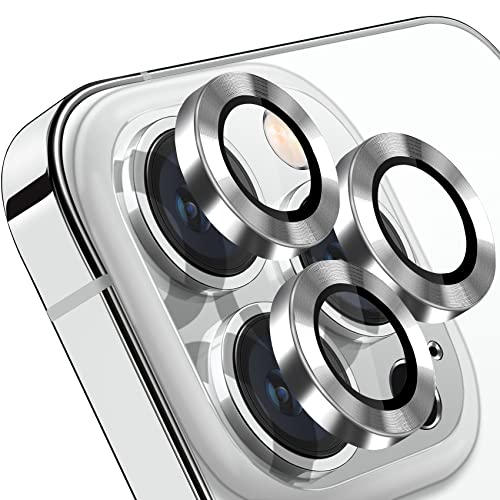 Compatible with iPhone 12 Pro Max Camera Lens Protector, Anti-Scratch 9H Tempered Glass Metal Camera Screen Protector Shockproof Cover for iPhone 12 Max 6.7 inch -3 Pcs Silver - color: Silver