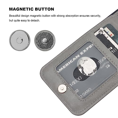 KIHUWEY for iPhone 14 Wallet Case Card Holder Kickstand, Gray - color: Gray