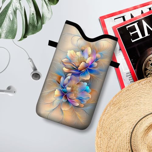 Neoprene Cell Phone Sleeve Pouch Case Bag with Crossbody Strap Neck Lanyard for Women 7.1 X 3.9 in BF Flowers - color: BF Flowers