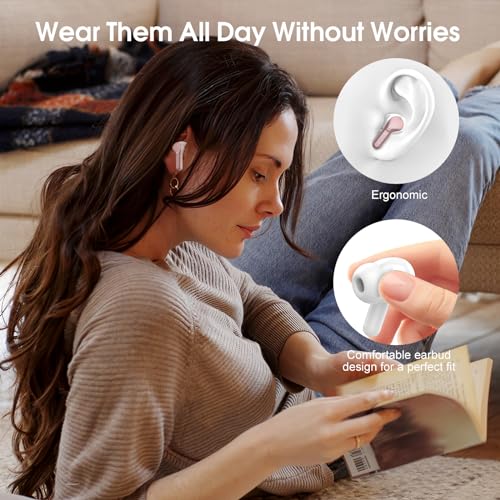 Wireless Earbuds, Bluetooth 5.4 Headphones HiFi Stereo, Bluetooth Earbuds - color: Rose Gold