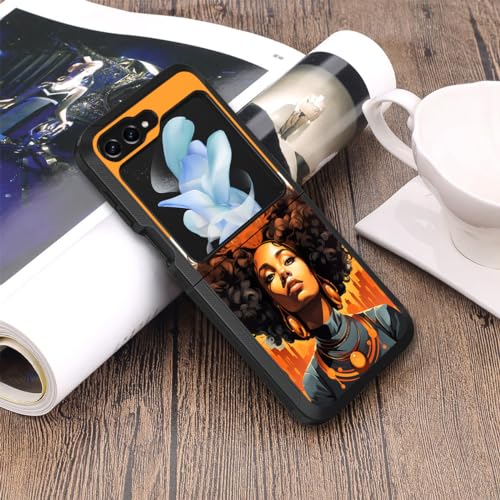 for Samsung Galaxy Z Flip 5 Case, Heavy Duty Dual Layer Hybrid Military Grade Shockproof Drop Folding Protective Cover for Samsung Galaxy Z Flip 5 5G 2023, African American Women - color: African American Women