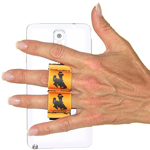 LAZY-HANDS 2-Loop Phone Grip - FITS Most - Wyoming Cowboy on Gold - color: BROWN WYOMING COWBOY with Gold - Fits Most