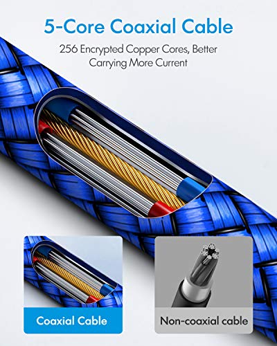 CLEEFUN USB C to USB C Cable 1ft, 5-Pack C to C Cable Fast Charging 60W - color: Blue, size: 1ft+1ft+1ft+1ft+1ft