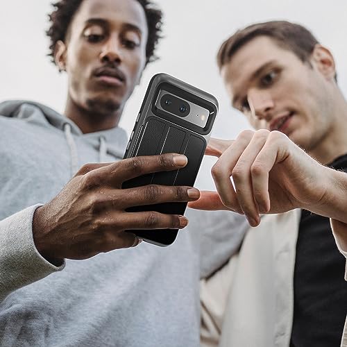 VENA vCommute for Google Pixel 8 Wallet Case, Black | Military-Grade Drop Protection, Premium Leather Magnetic Flap Cover, Hidden Card Holder, RFID Blocking, Multi-Angle Kickstand - size: Google Pixel 8, style: Pixel 8