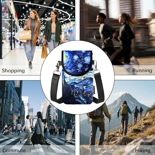 Neoprene Phone Sleeve Pouch Case Bag for Men Women w/Crossbody Strap/Neck Lanyard for iPhone 17/16/15/14 Pro Max, Samsung S25,Pixel 10 - color: Starry Night Cell Phone Sleeves