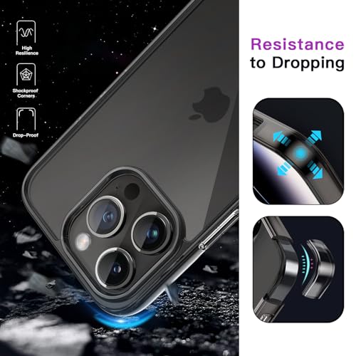 JETech Case for iPhone 14 Pro, Anti-Yellowing, Black | Shockproof Protection, Scratch Resistant Hard PC Back, Durable Transparent TPU Bumper - color: Black, size: iPhone 14 Pro