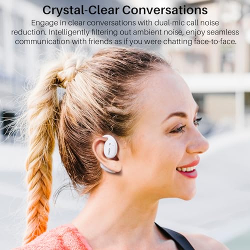 TOZO OpenEgo Open Ear Earbuds 80H Bluetooth 5.3 Headphones Sport Earbuds - color: Snow White
