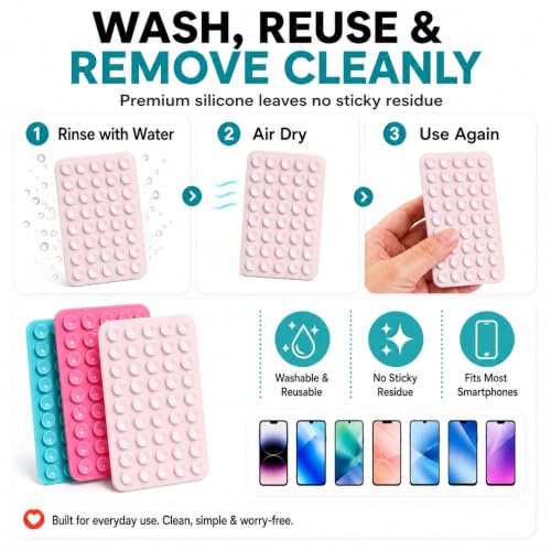 30 Pack Silicone Suction Phone Grip, Double-Sided Suction Cup Phone Holder